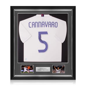Fabio Cannavaro Signed 2020-21 Real Madrid Football Shirt. Deluxe Frame