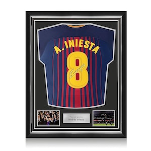 Andres Iniesta Signed Barcelona 2017-18 Authentic Football Shirt. Superior Frame