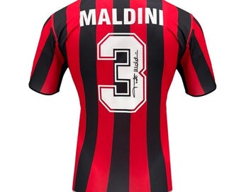パオロ・マルディーニ直筆サイン入りACミラン 1988 ホームサッカー