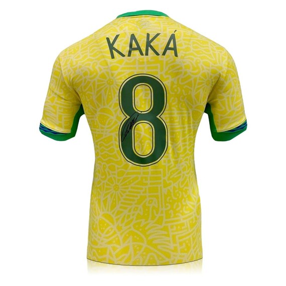 カカ直筆サイン入りブラジル代表2024ホームサッカーシャツ。アイコン