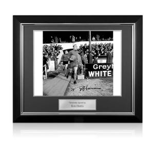Ron Harris Signed Chelsea Photo: Vs Preston North End. Deluxe Frame