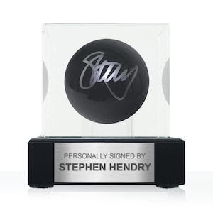 Stephen Hendry Signed Black Snooker Ball. Display Case With Plaque