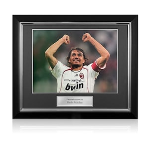 Paolo Maldini Signed AC Milan Football Photo: 2007 Quarter-Final. Deluxe Frame