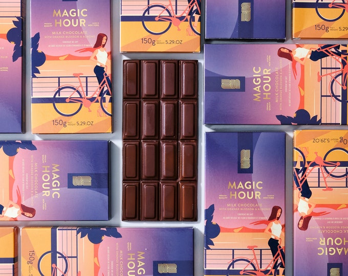 9 Pack Magic Hour (Almond and Orange Milk Chocolate Bar) Shareable Size North South Chocolates