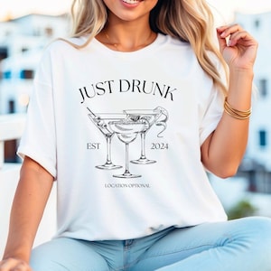 Just Drunk T-Shirt | Hen Party Tee | Bachelorette | Festival | Cocktail Club Theme Clothing