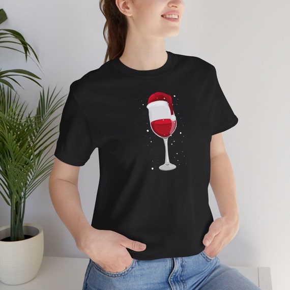 T-shirt de Noël Père Noël vin rouge t-shirt des Fêtes Chemise