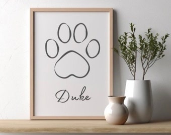 Personalised Paw Print Wall Art | Pet Name Digital Print | Dog Parent | Cat Parent | Dog Mum | Cat Mum | Dog Dad | Cat Dad