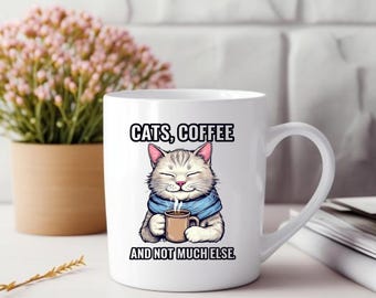 Cats, Coffee And Not Much Else Coffee Mug | Cat Lover Mug | Funny Cat Mug | Cat Mug Gift | Cat Lady Mug | Cat Dad Mug