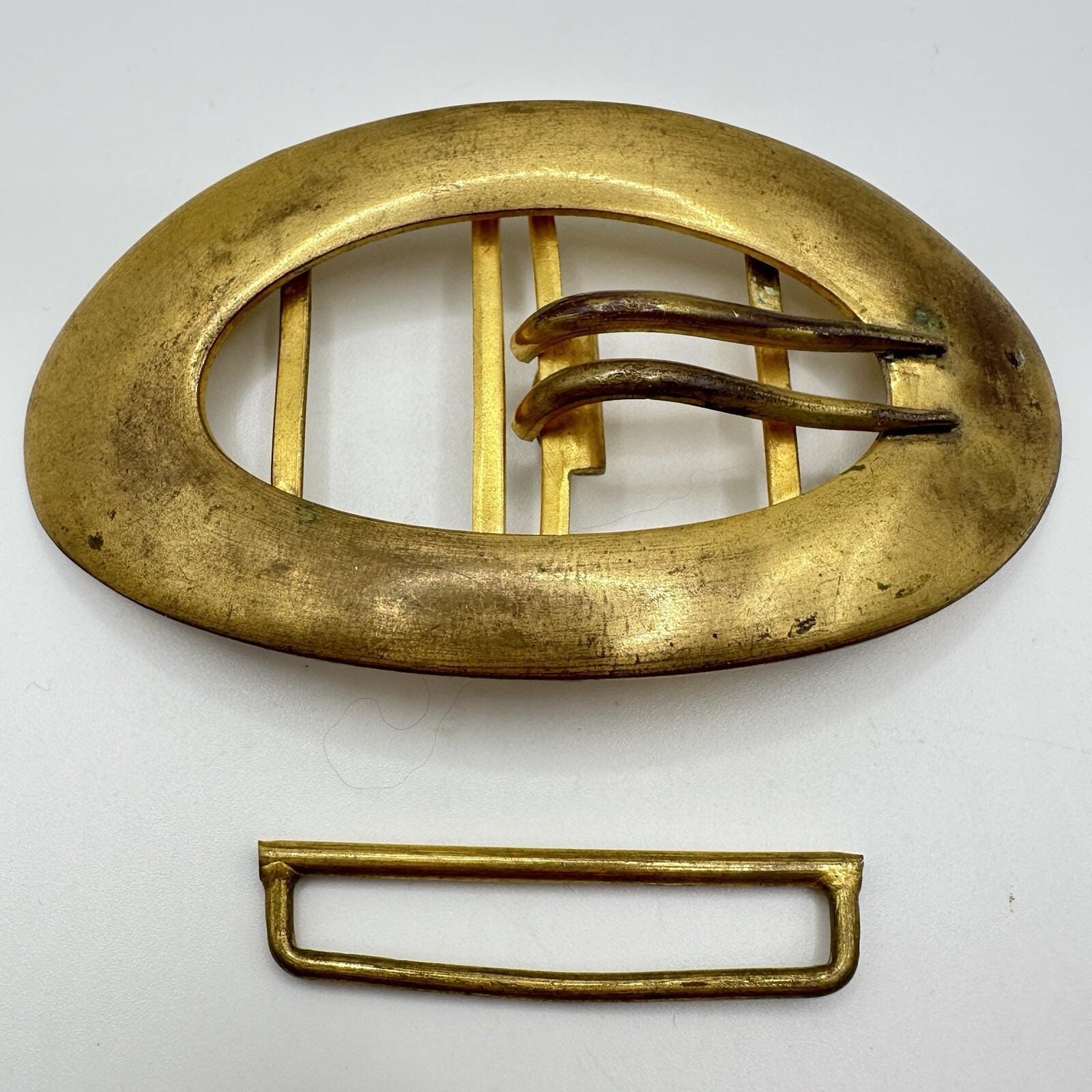 Antique Gilded Brass Belt Buckle Sash Signed E. A. Bliss Co 