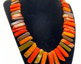 Chan Luu Necklace Chunky Slab Gemstone Bib Style 18" Colorful Edgy Boho