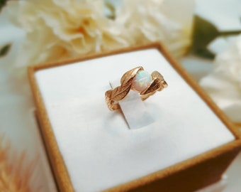 Leaf Ring, 14K GOLD Ivy Leaf Ring, Handmade Jewelry, Dainty Rings For Women, Gifts For Women, Opal Stone Ring, Gift For Her