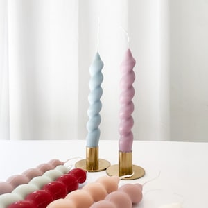 Handmade Twisted Dinner Taper Candle Affordable Candle Spiral Eco-friendly Candle Pastel Candles