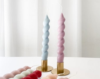 Handmade Twisted Dinner Taper Candle Affordable Candle Spiral Eco-friendly Candle Pastel Candles
