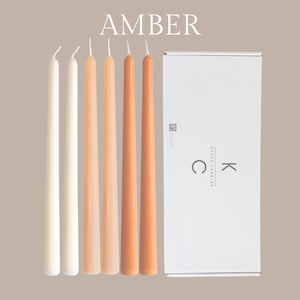 Mixed Box Tapered Dinner Candles Orange Amber Natural Candle Sticks Soy Candles Wedding Candles Tall Candles Sticks vegan Eco Friendly