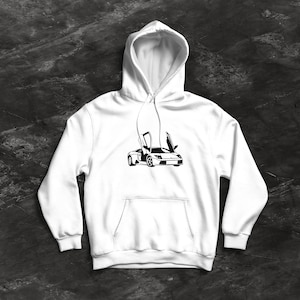 Lambo Hoodie, Silhouette, Cotton, Black, White, Blue, Red, Gift for him, her, Christmas, New Year
