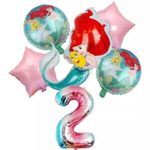 6 Stück Disney Meerjungfrau Geburtstag Party Ballon Set Nummer 2 PartyBallons