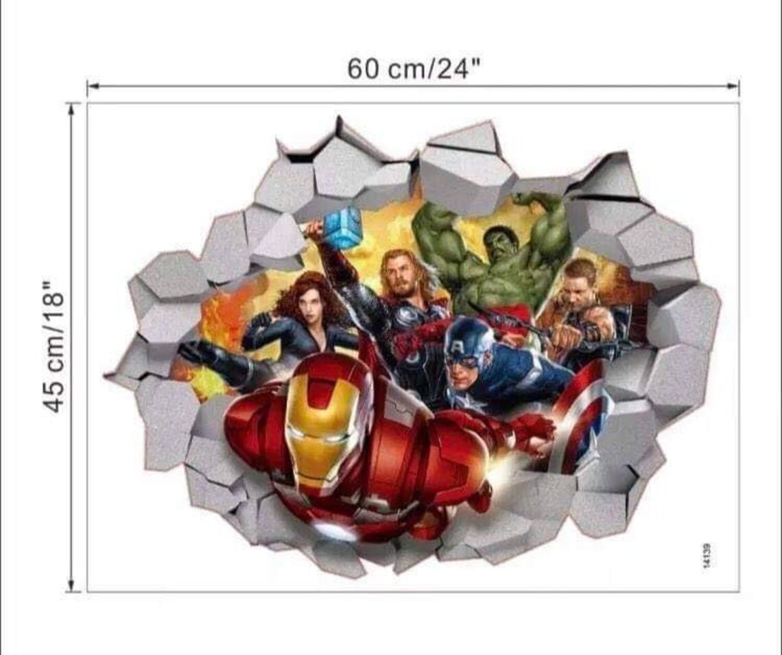 Marvel Avengers 3D Vinyl Removeable Wall Sticker/wall Art/kids Etsy