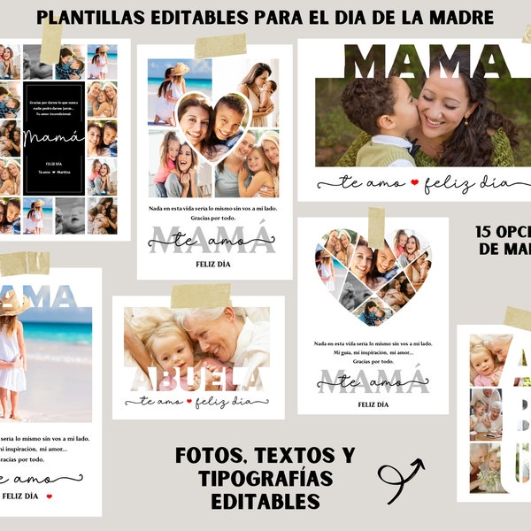 Mamá foto collage personalizable editable Imprimible Regalo Día de la madre 15 variantes Regalo para mamá Cuadro con mensaje