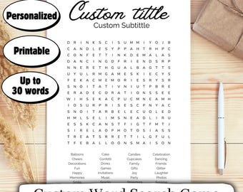 Custom Word Search Game – Personalized Printable Puzzle for Weddings, Birthdays & Parties