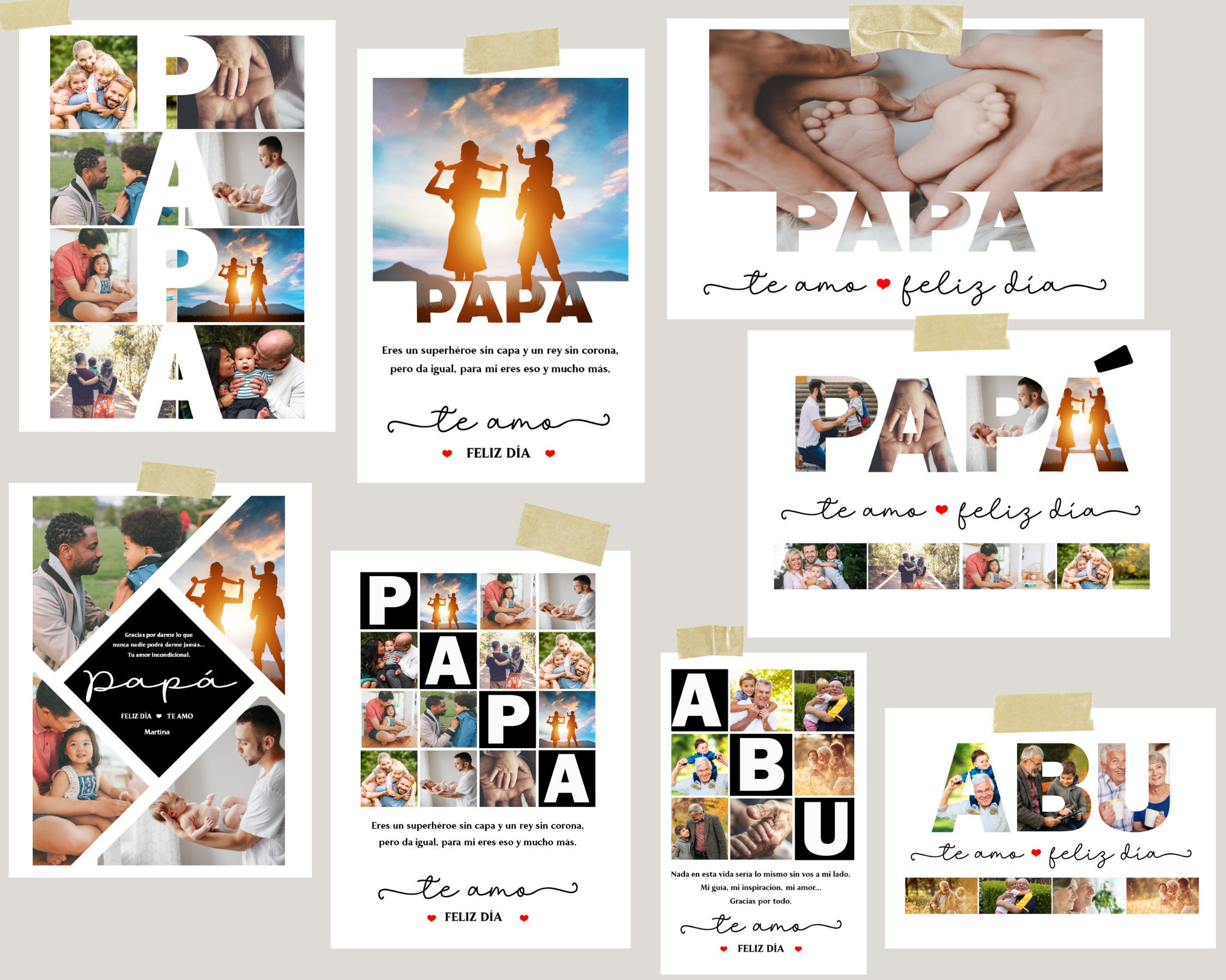 Plantilla de collage de fotos del Día del Padre, regalo personalizado ...