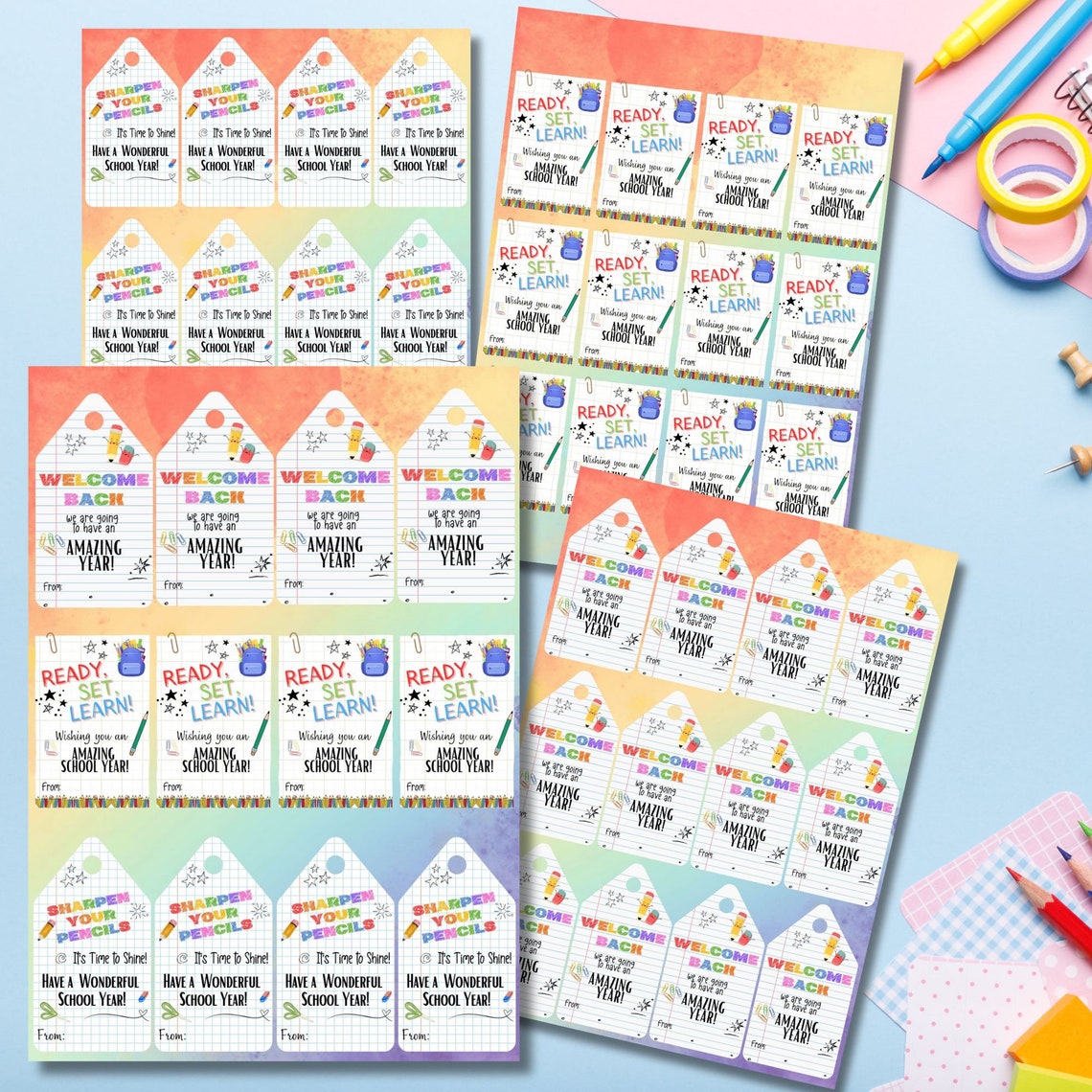 Back to School Gift Tags, Teacher Student Printable (PDF) - Etsy