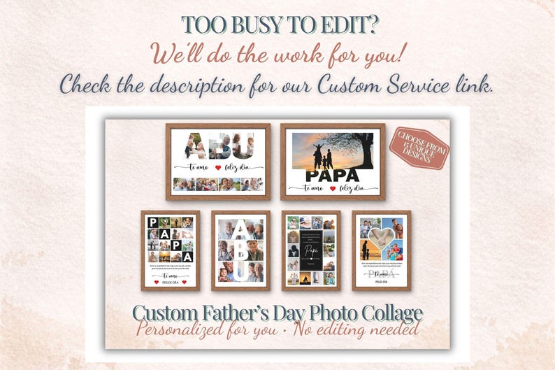 Plantilla de collage de fotos del Día del Padre, regalo personalizado para papá y abuelo, Canva PowerPoint imagen 3