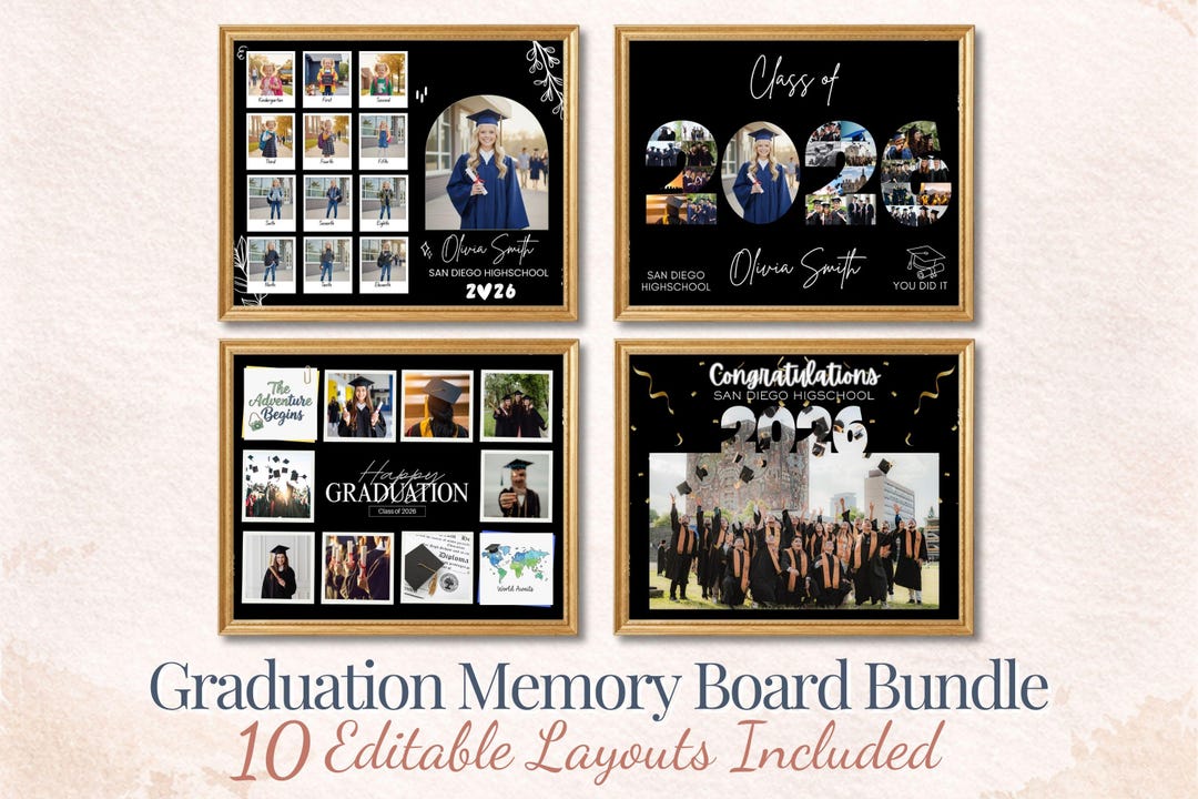 Grad Picture Collage 2026 Graduation Photo Collage Welcome Sign Template Grad Party Board ...