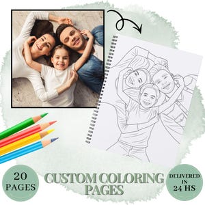 20 Custom Coloring Pages from Photo – Personalized Portraits, Family & Pet Sketches (Digital Download) image 1
