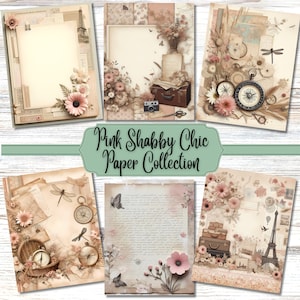 Pink Shabby Chic Paper Collection, 25 Printable Papers, Digital Junk Journal, Shabby Chic Junk Journal, Junk Journal Kit, Vintage papers