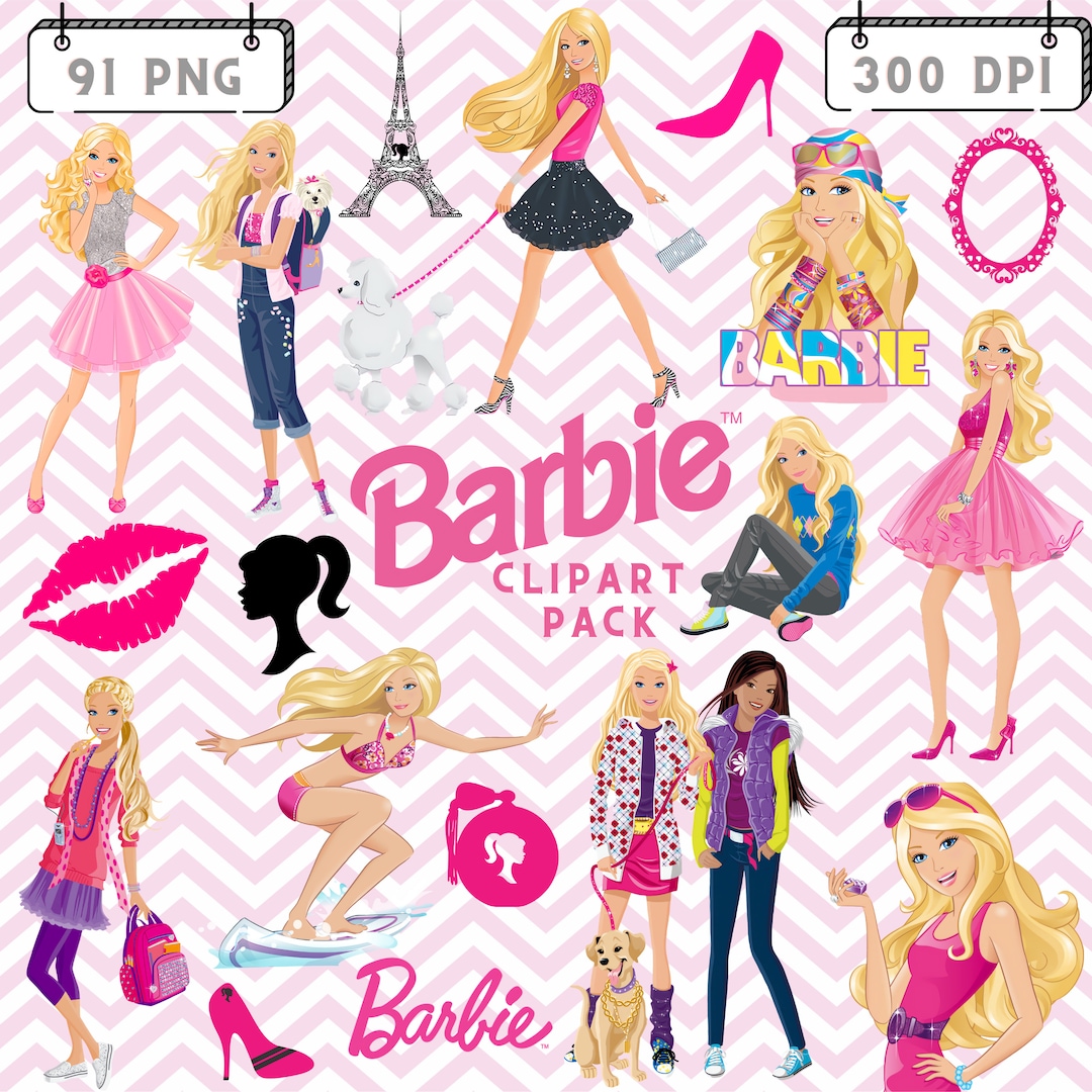 Barbie Clipart Pack 91 Imágenes PNG Verano Barbie Muñeca Etsy España