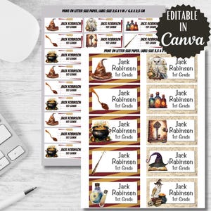 Set of Magic Printables Labels Back to school, Magic themed stickers, tags food labels Editable in Canva, Girl labels, Boy labels