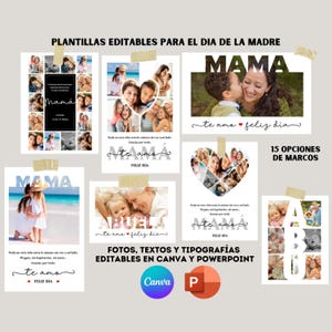 Mamá foto collage personalizable, editable, Regalo Día de la madre 15 variantes, Regalo para mamá, Cuadro con mensaje, Editable en Canva