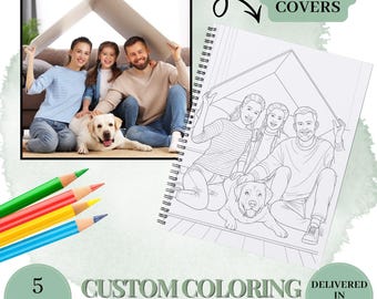 5 Custom Coloring Pages from Photo – Personalized Portraits, Family & Pet Sketches (Digital Download)