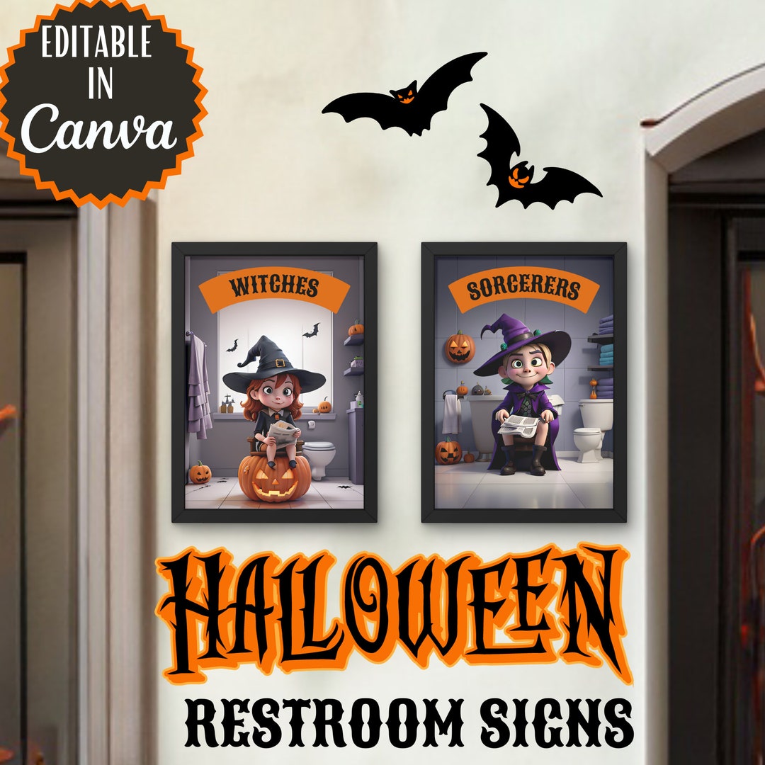 Halloween Restroom Printable Set Wall Art Print Witchy Spells Prints ...