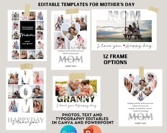 Mother's Day Photo Collage Template Personalized Gift for Mom Canva PowerPoint