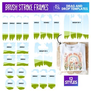 Pinselstrich-Canva-Vorlage, Canva-Bearbeitbare Rahmen, Trend-Pinselstrich-Design, Pinselstrich-Rahmen, 3 Pinselstriche, 4 Pinselstriche