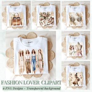 Clipart de meninas da moda em aquarela, conjunto de clipart de moda moderna, bolsa de grife PNG, ilustrações de mulheres bonitas, clipart de design de moda