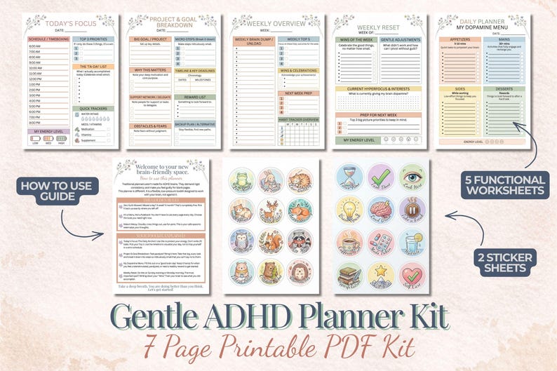 ADHD Planner Printable, Neurodivergent Mental Health Worksheets ...