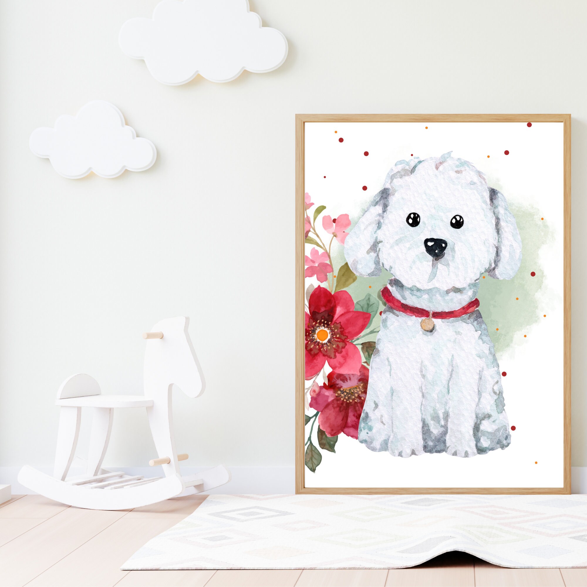 Printable Kids Room Wall Art, Baby Room Wall Decoration, Dog Print Wall