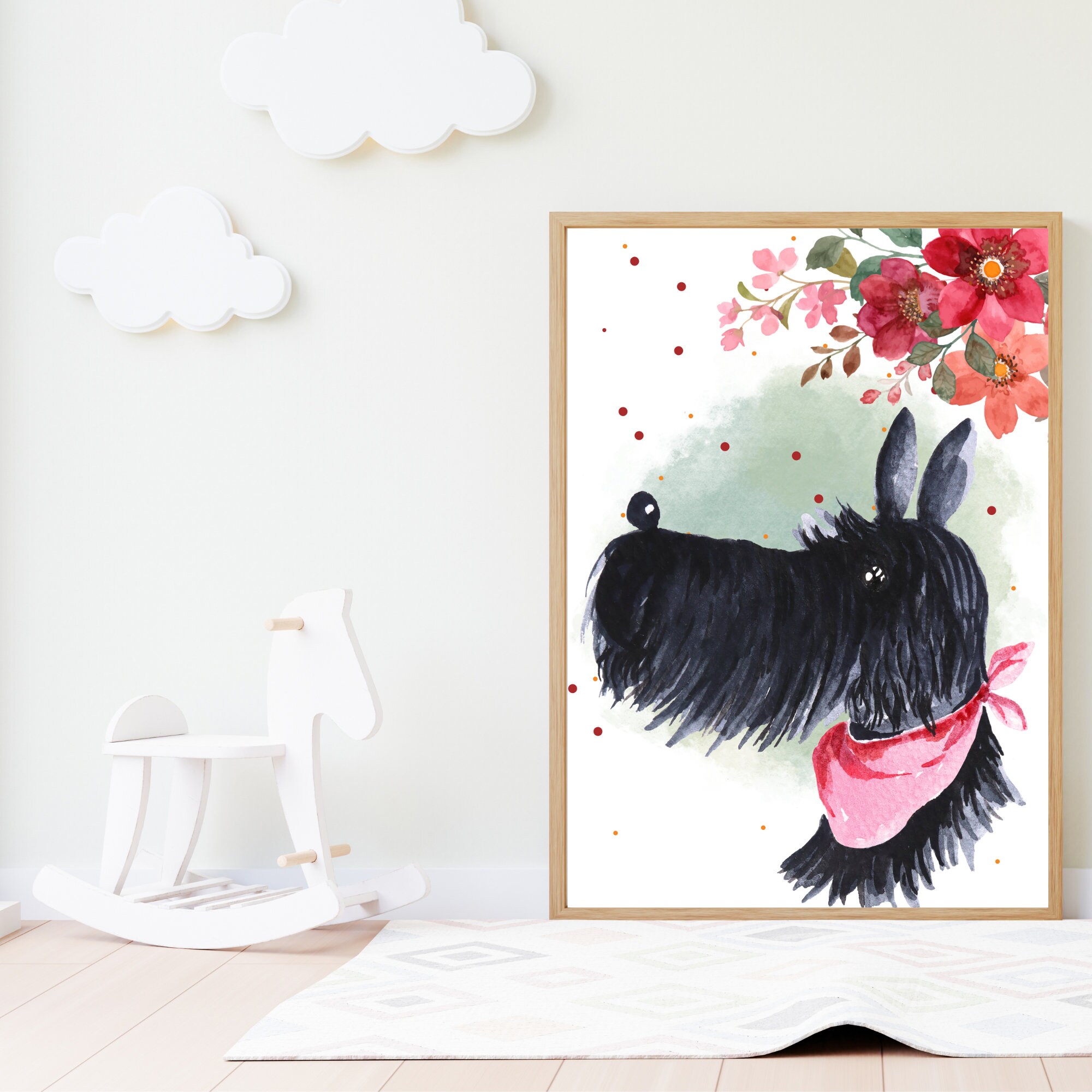 Printable Kids Room Wall Art, Baby Room Wall Decoration, Dog Print Wall