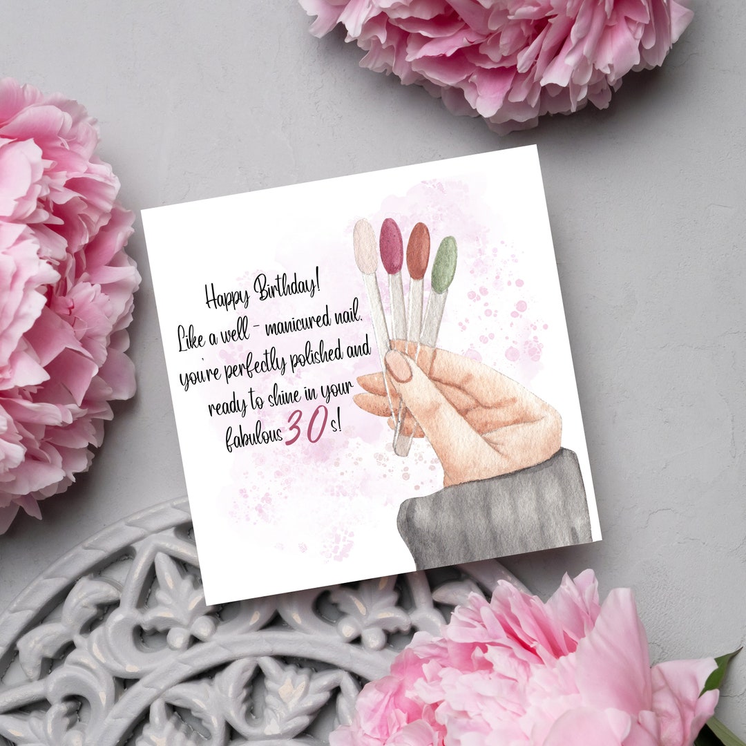 Nails Birthday Card Happy Birthday Card for Her Manicurist Etsy
