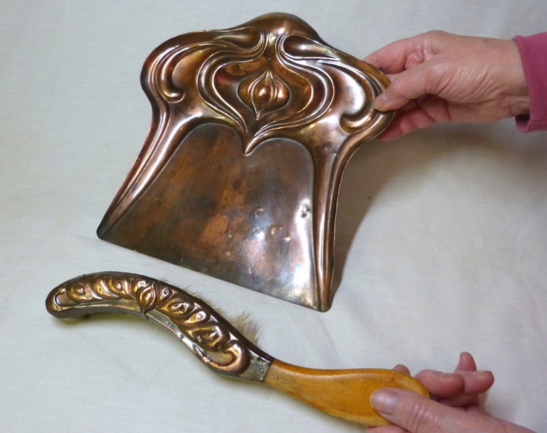 Art Nouveau Copper Crumb Tray and Brush Etsy UK