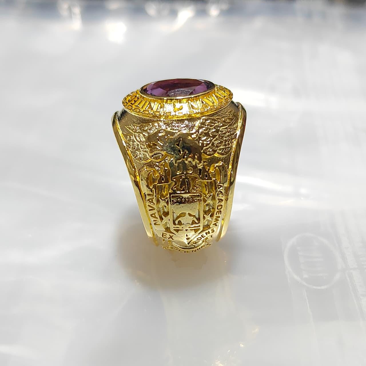 Vintage US Naval Academy Class Ring, Purple Amethyst, 14K Gold Plated ...