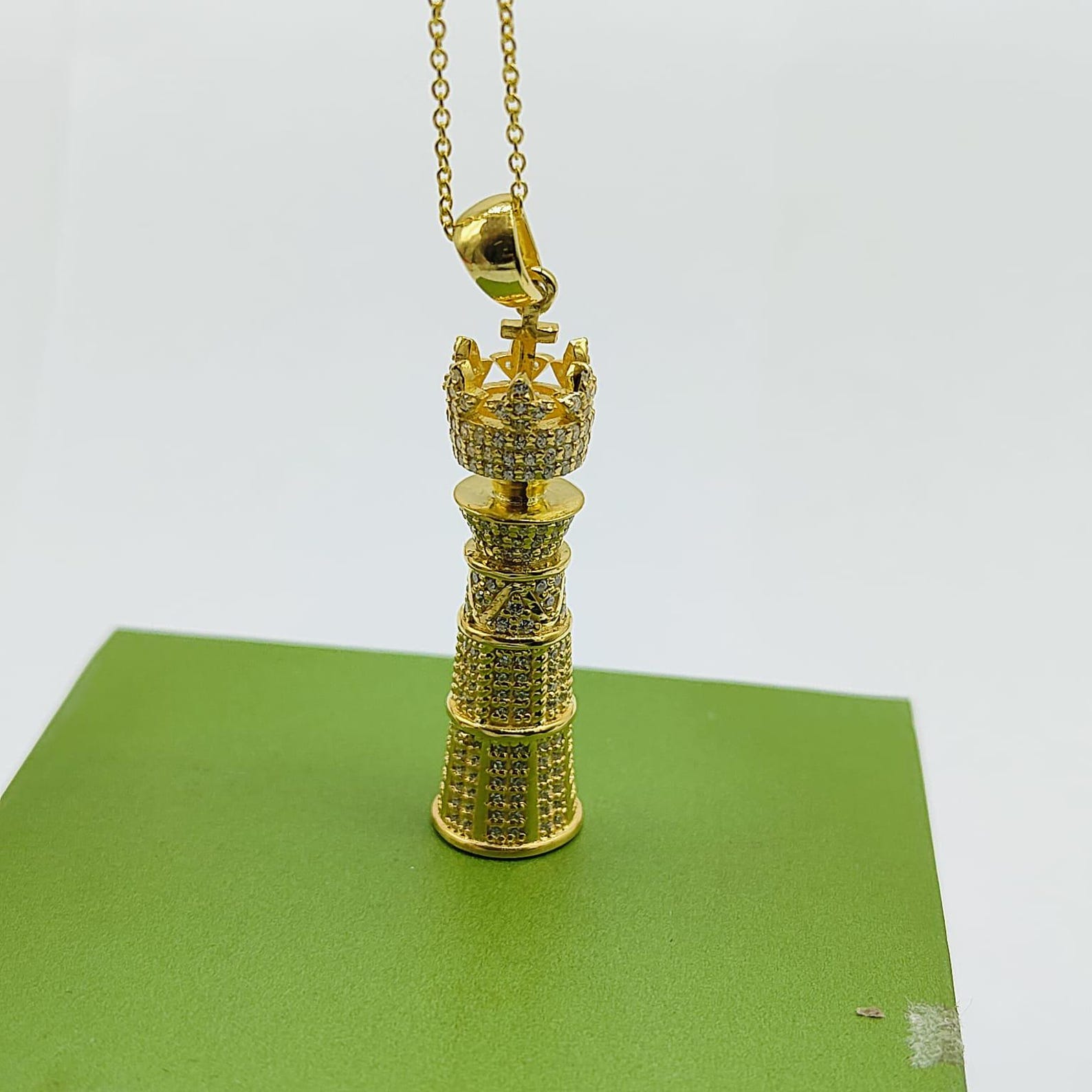Chess Chain Simulated Diamond Luxury King Chess Piece Pendant Men's Chain Necklace ...