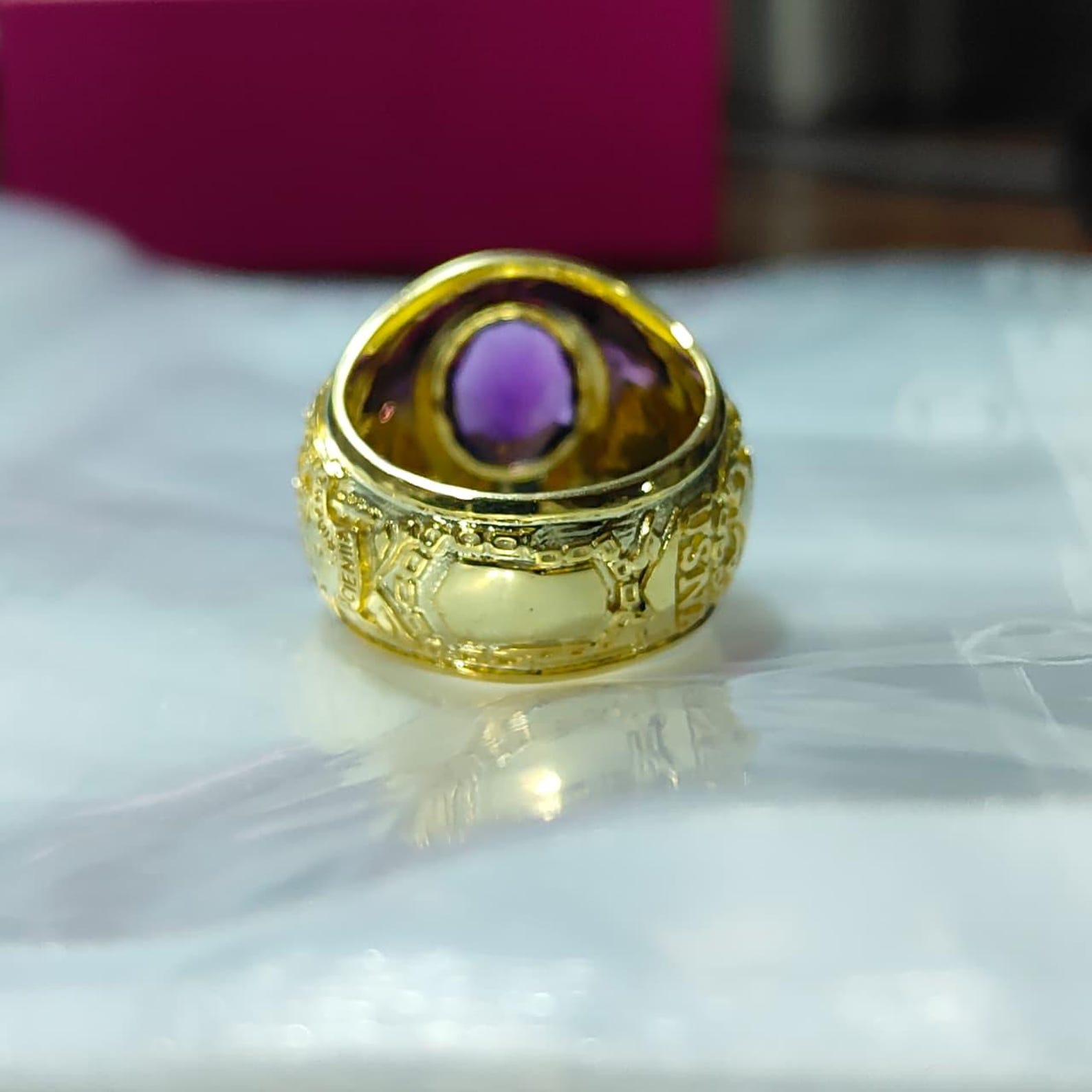 Vintage US Naval Academy Class Ring, Purple Amethyst, 14K Gold Plated ...