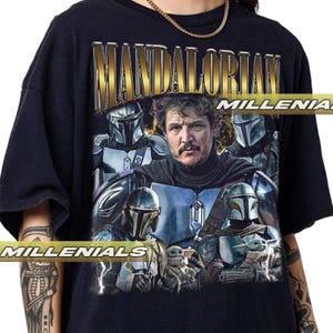 限定マンダロリアンシャツ、ペドロ・パスカルシャツ、ヴィンテージグラフィックTシャツ、ユニセックスシャツ 画像 2