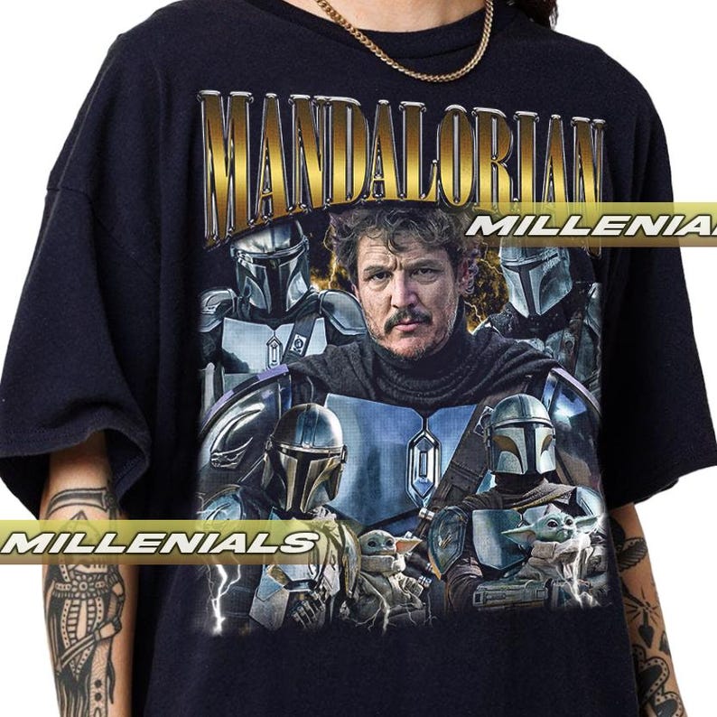 限定マンダロリアンシャツ、ペドロ・パスカルシャツ、ヴィンテージグラフィックTシャツ、ユニセックスシャツ 画像 2