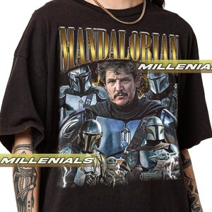限定マンダロリアンシャツ、ペドロ・パスカルシャツ、ヴィンテージグラフィックTシャツ、ユニセックスシャツ 画像 3