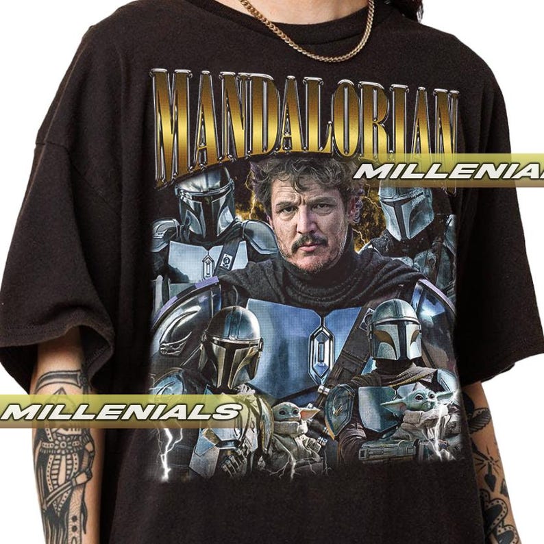 限定マンダロリアンシャツ、ペドロ・パスカルシャツ、ヴィンテージグラフィックTシャツ、ユニセックスシャツ 画像 3