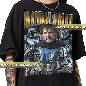 限定マンダロリアンシャツ、ペドロ・パスカルシャツ、ヴィンテージグラフィックTシャツ、ユニセックスシャツ 画像 1